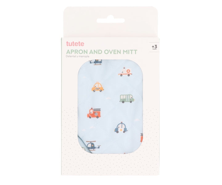 Tutete - Apron and Oven Mitt Set - City Cars