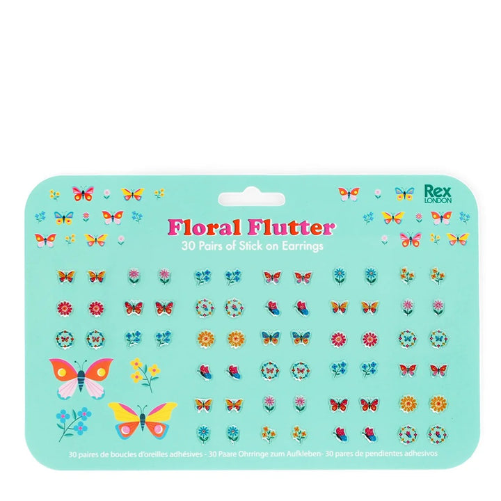 Rex London - Stick On Earrings (30 Pairs) - Floral Flutter