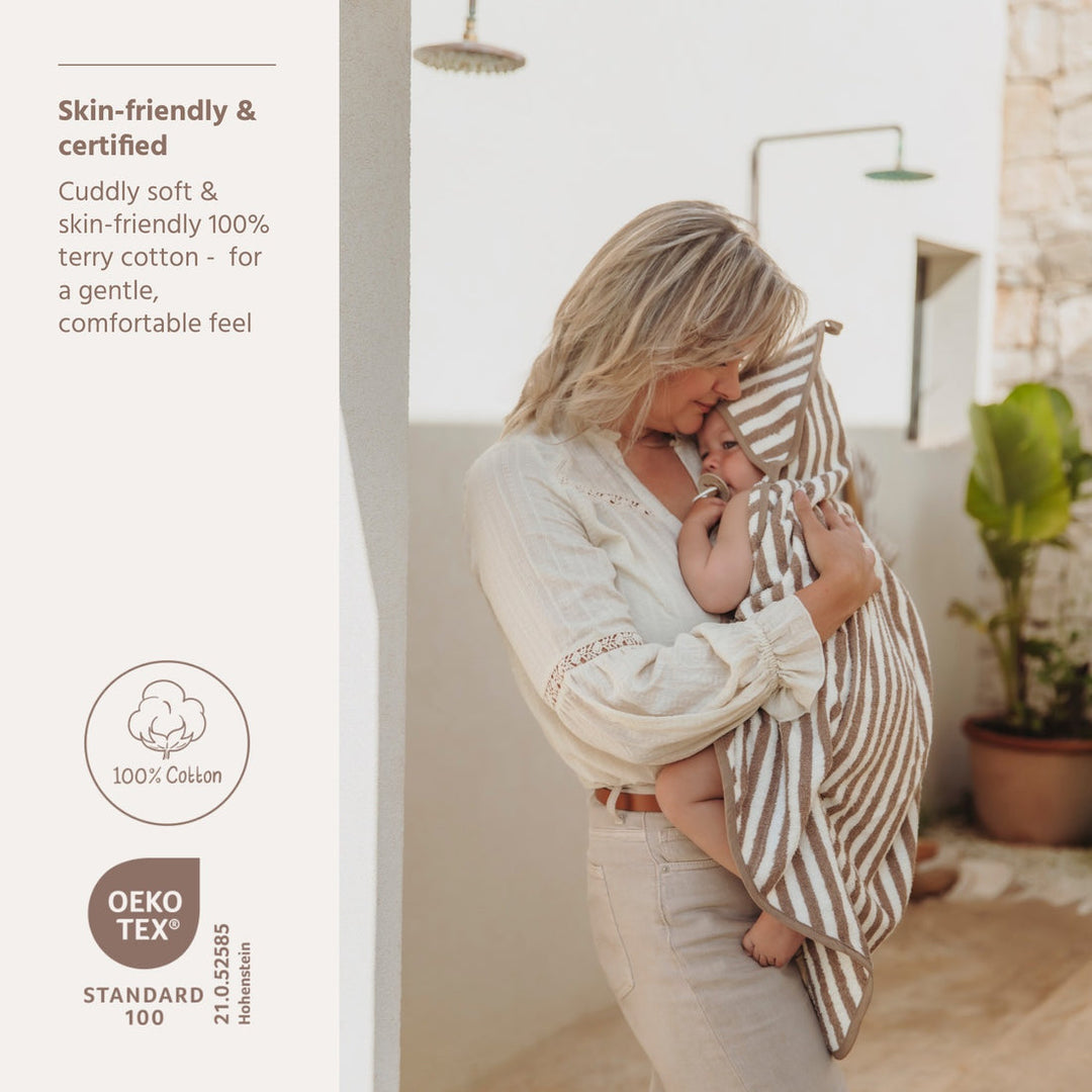 Meyco - Bathcape Terry Jacquard 75x75cm - Fat Stripe Taupe