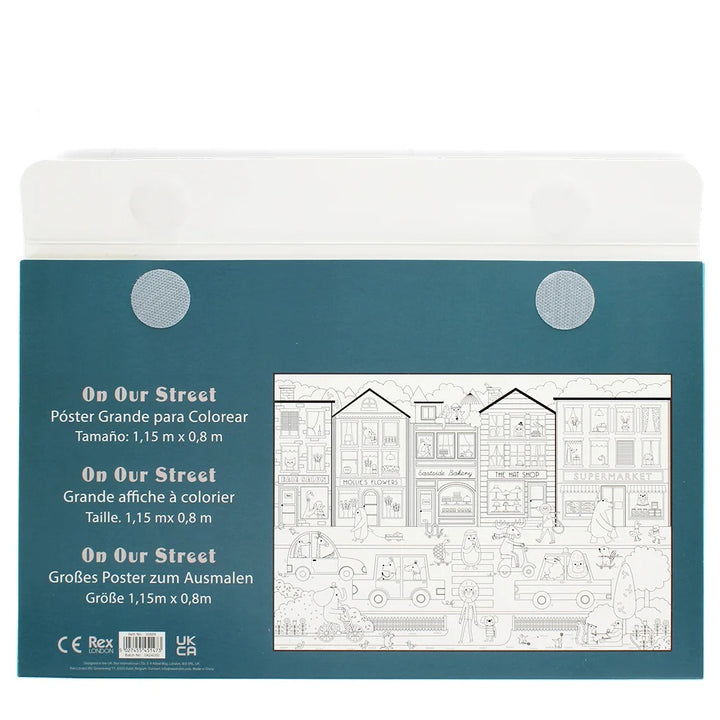 Rex London - Large Colouring Poster With Pencils - On Our Street