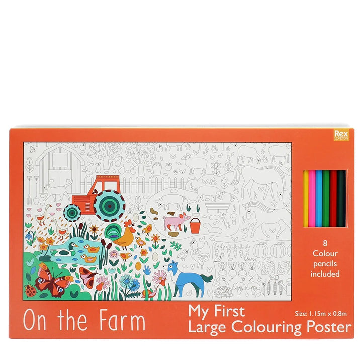 Rex London - Large Colouring Poster With Pencils - On The Farm