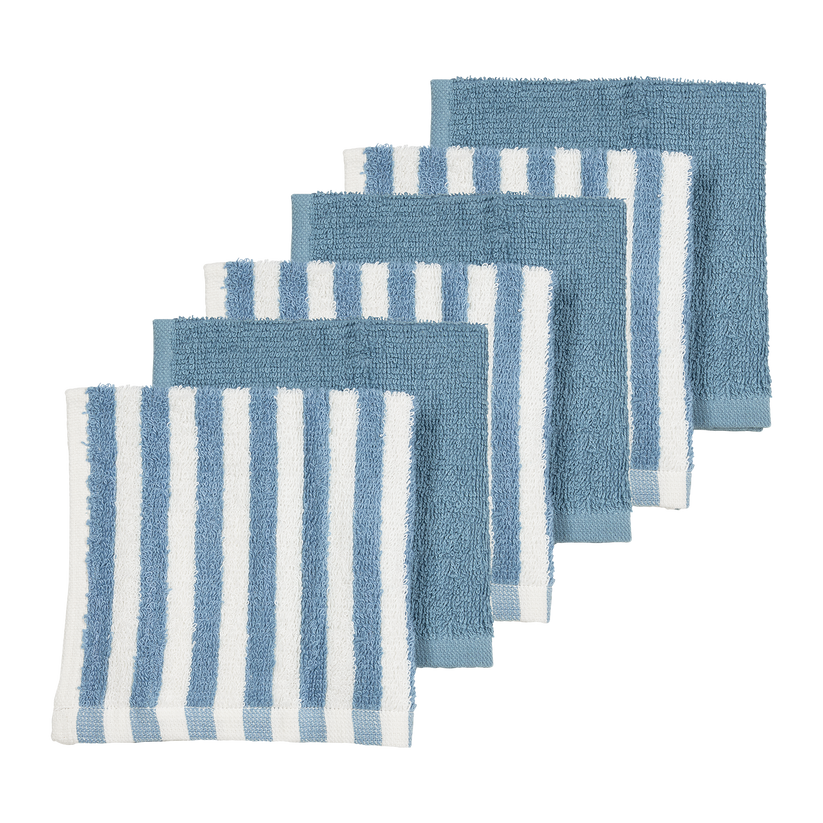 Meyco - Facecloths Terry Jacquard - Fat Stripe Jeans Blue (6 Pack)