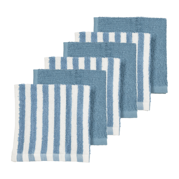 Meyco - Facecloths Terry Jacquard - Fat Stripe Jeans Blue (6 Pack)