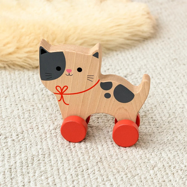 Rex London - Wooden Push Along Toy - Cat