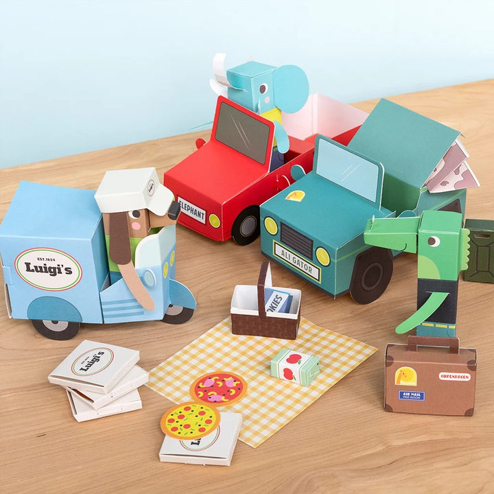 Rex London - 3D Card Craft Playset - Animal Automobiles
