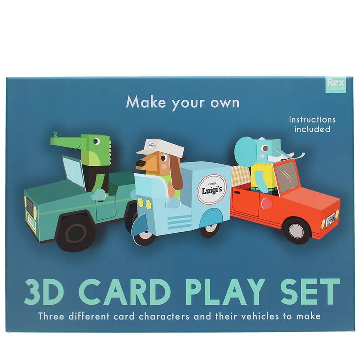 Rex London - 3D Card Craft Playset - Animal Automobiles