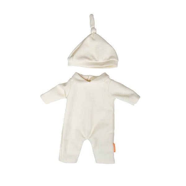 Miniland - Doll Clothes - Beige Pajamas With Hat - 38cm