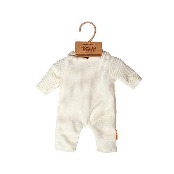 Miniland - Doll Clothes - Beige Pajamas With Hat - 38cm