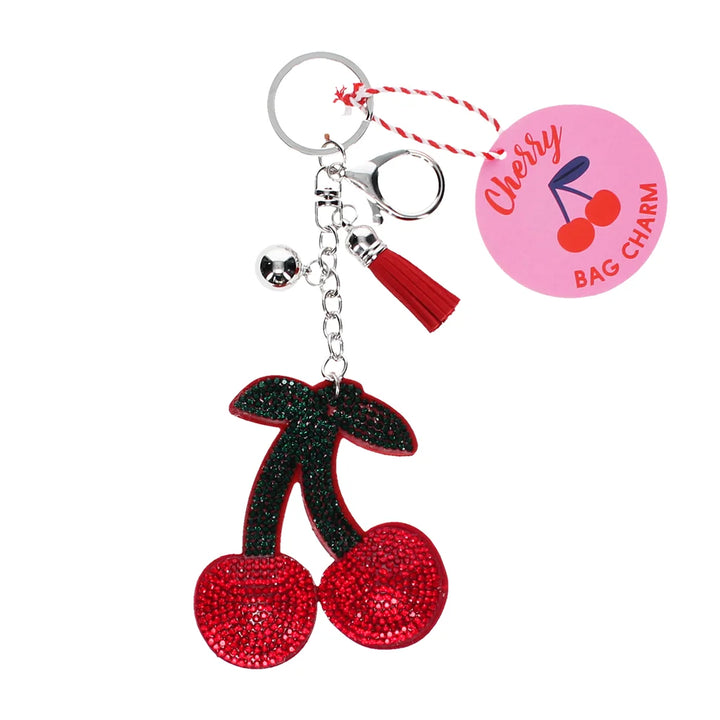 Rex London - Sparkly Keyring Bag Charm - Cherry