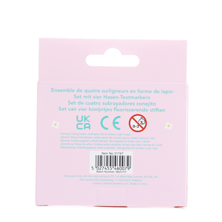 Rex London - Mini Highlighters - Bunny (4 Pack) - Mabel & Fox