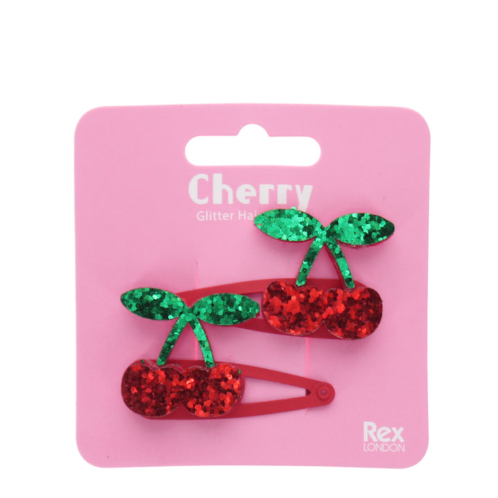 Rex London - Hair Clips - Glitter Cherry