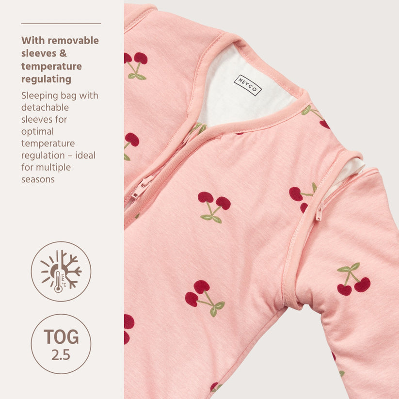 Meyco – Sleeping Bag with Detachable Sleeves Interlock Jersey – Cherry Soft Rose