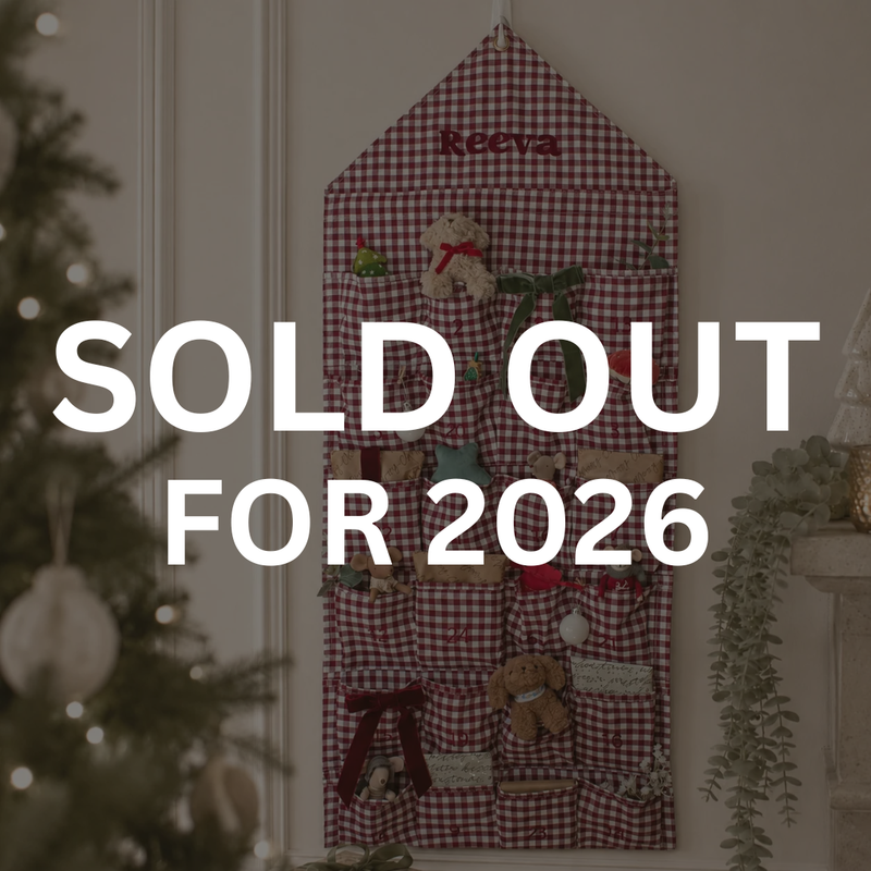 Mabel & Fox - Personalised Red Gingham Advent Calendar - Embroidered