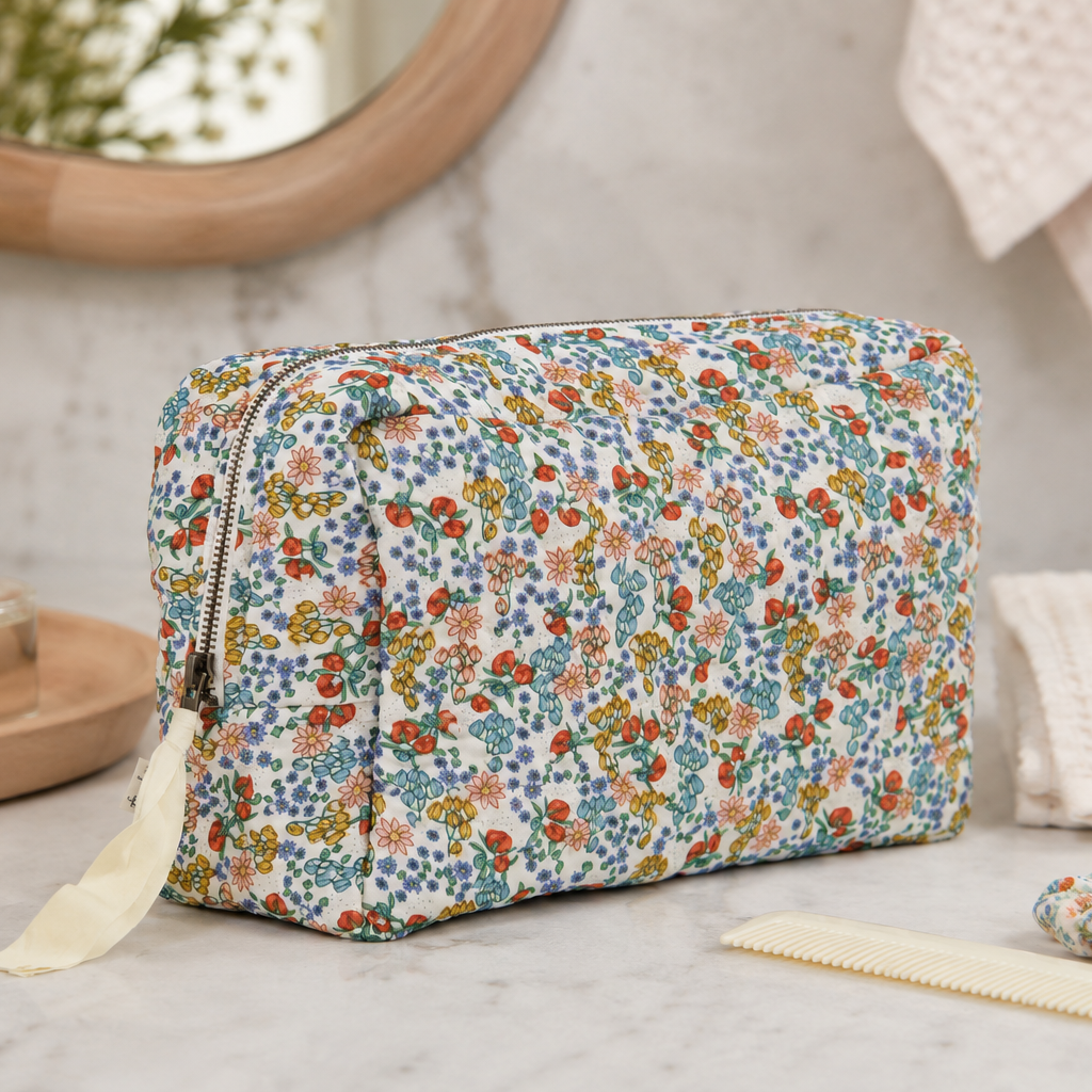 Konges Slojd - Big Quilted Toiletry Bag - Bibi Fleur - Mabel & Fox