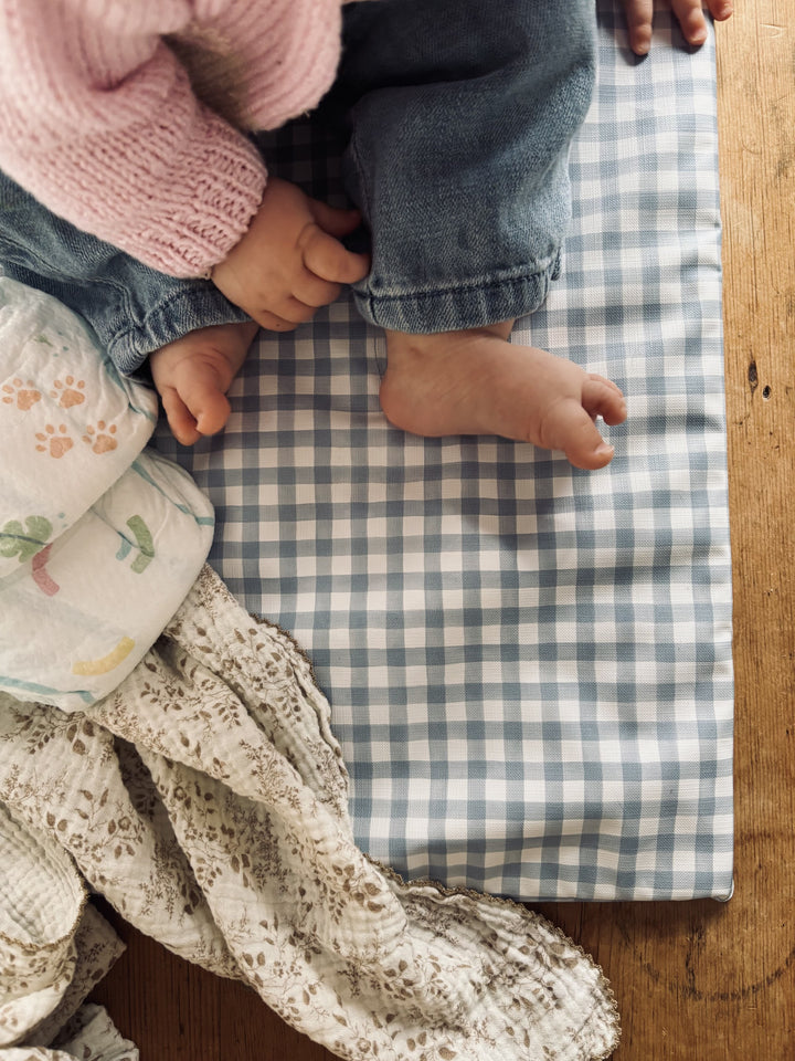 Mabel & Fox - Travel Changing Mat - Blue Gingham - Mabel & Fox