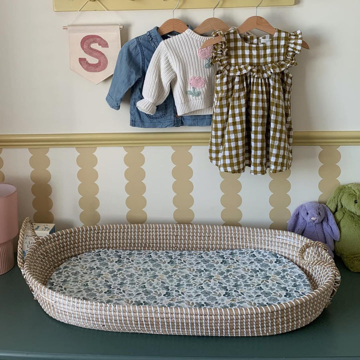 Mabel & Fox -  Basket Changing Mat - Blue Blossom