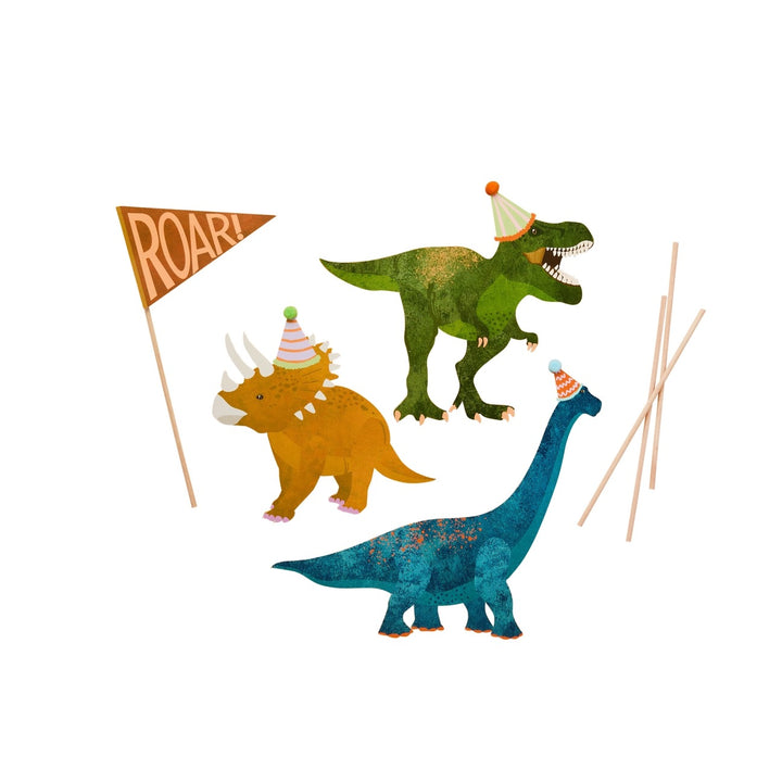 HootyBalloo By Green Club - Dinosaur Cake Topper Set