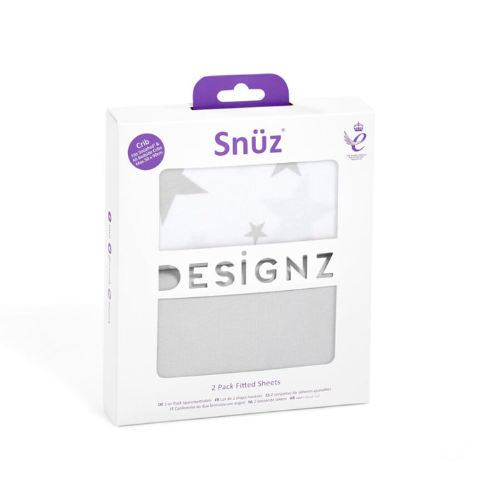 Snuz - Twin Pack Crib Sheets - Grey Star
