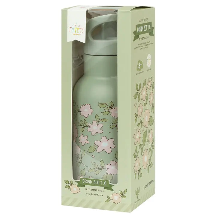 A Little Lovely Company - Stainless Steel Drink Bottle - Blossoms Sage