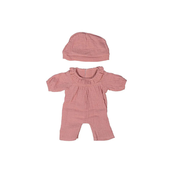 Miniland - Doll Clothes - Pink Pajamas With Hat - 38cm