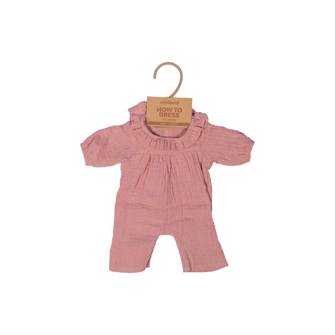 Miniland - Doll Clothes - Pink Pajamas With Hat - 38cm