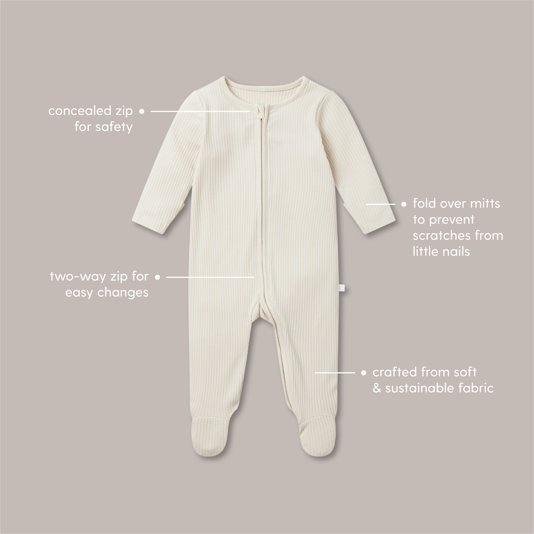 Baby Mori-Clever Zip Sleepsuit- Blush Stripe