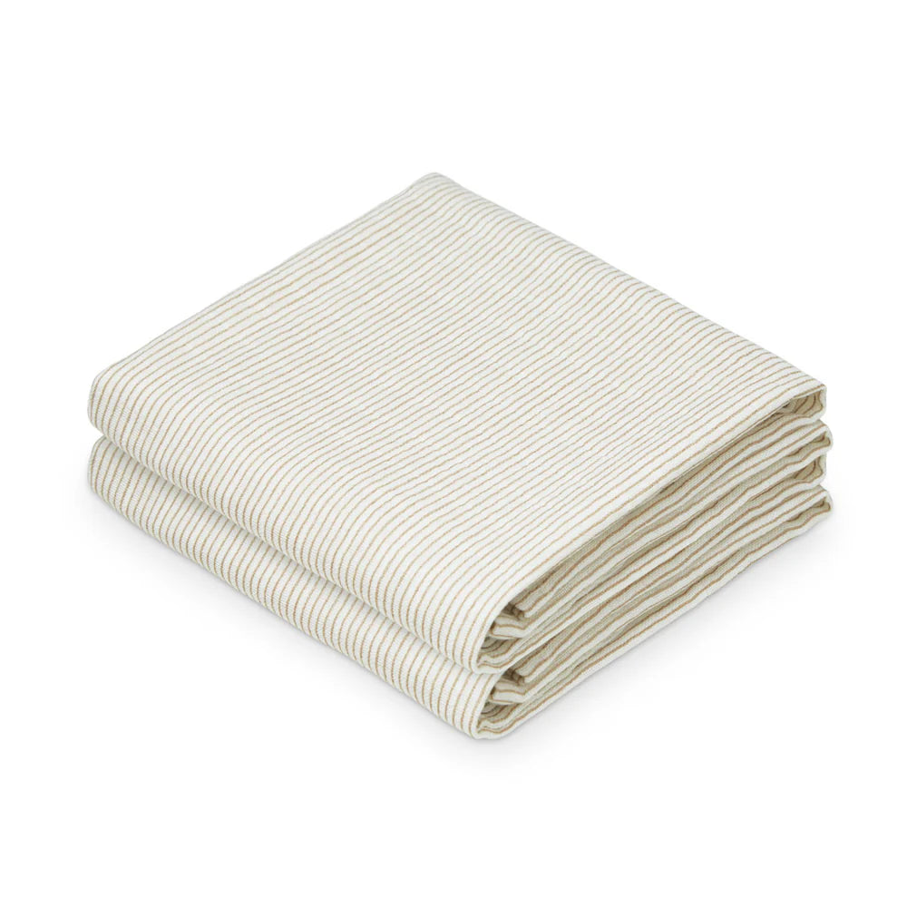 Cam Cam Copenhagen - Muslin Cloth- Classic Stripes Camel ( 2 Pack) - Mabel & Fox