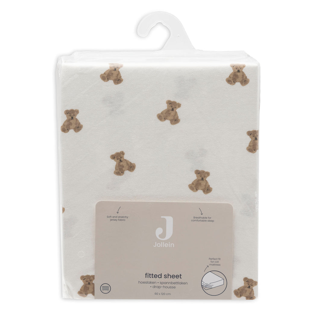 Jollein - Fitted Sheet Jersey 60x120cm - Mini Teddy Bear