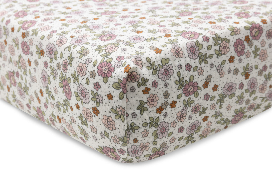 Jollein - Jersey Fitted Sheet 70x140 / 75 x 150cm - Retro Flowers