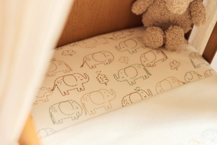 Jollein - Fitted Sheet Jersey - 70/75x140/150cm - Elephant Tales