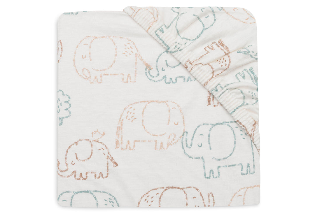 Jollein - Fitted Sheet Jersey - 70/75x140/150cm - Elephant Tales