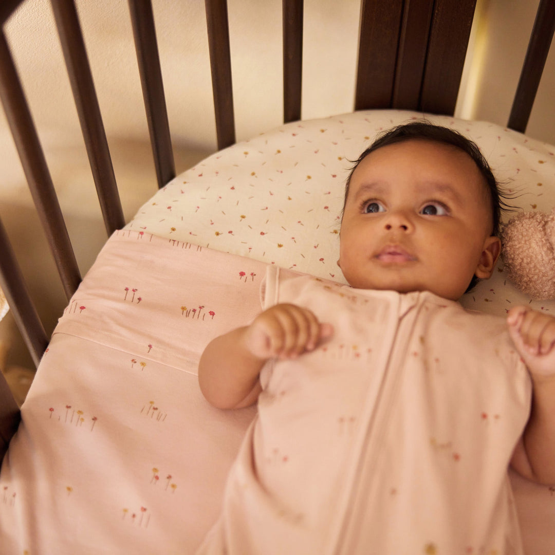 Jollein - Fitted Sheet Jersey - Pretty Picnic Flower Drops - Mabel & Fox