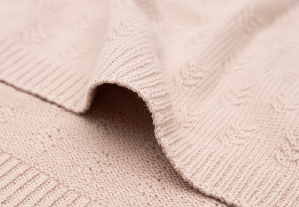 Jollein - Cradle Blanket - Grain Knit - Wild Rose - Mabel & Fox