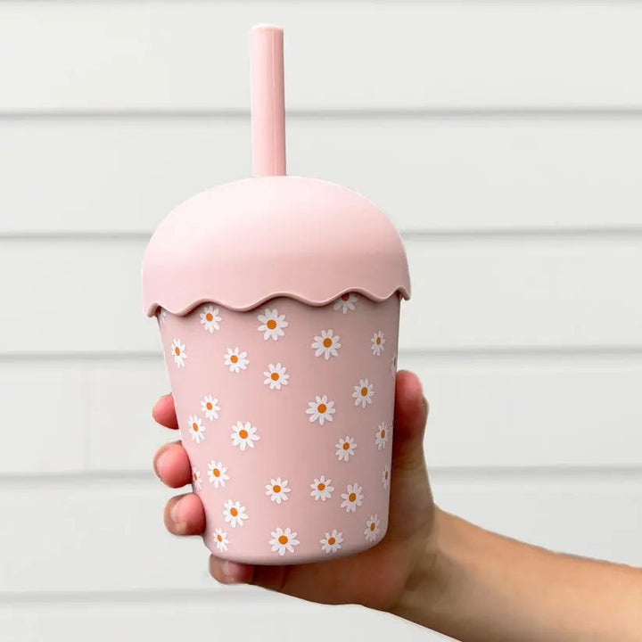Chino Club – Mini Toddler Smoothie Cup & Straw 200ml – Pink Daisy - Mabel & Fox