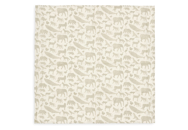 Jollein - Muslin Cloth - 70 x 70cm - Animals Olive Green (3 Pack) - Mabel & Fox