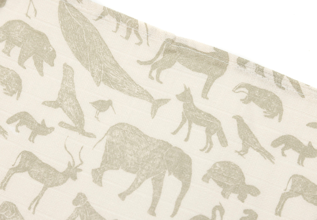 Jollein - Muslin Cloth - 70 x 70cm - Animals Olive Green (3 Pack)