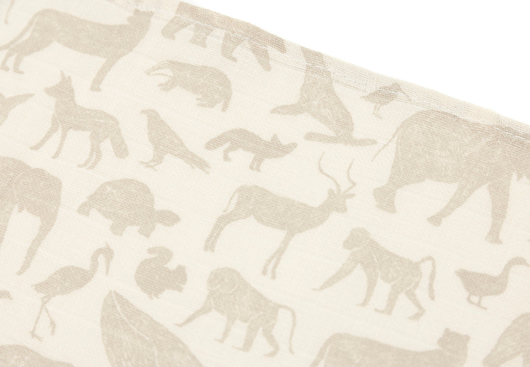 Jollein - Muslin Cloth - 70 x 70cm - Animals Nougat (3 Pack)