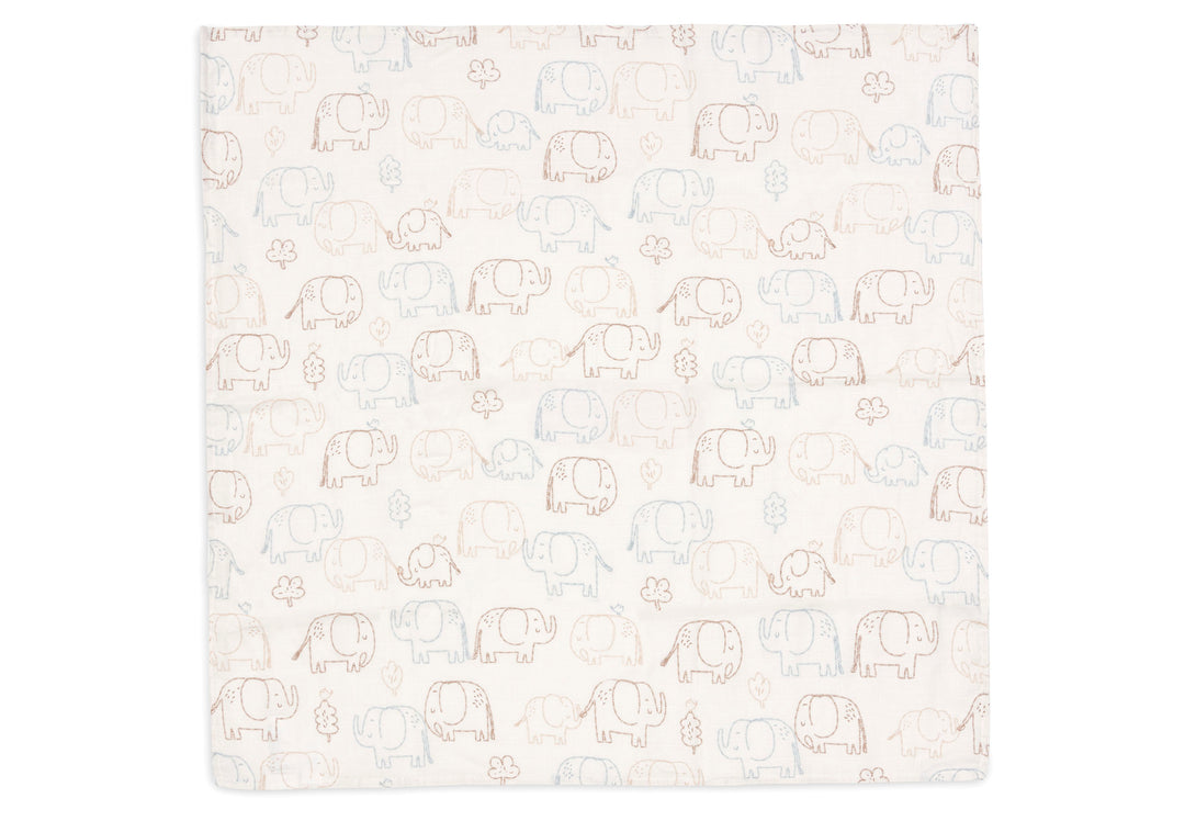 Jollein - Cloth Muslin - 70x70cm - Elephant Tales -  (3 pack)