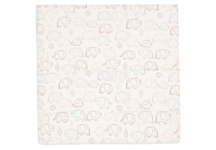 Jollein - Cloth Muslin - 70x70cm - Elephant Tales -  (3 pack)