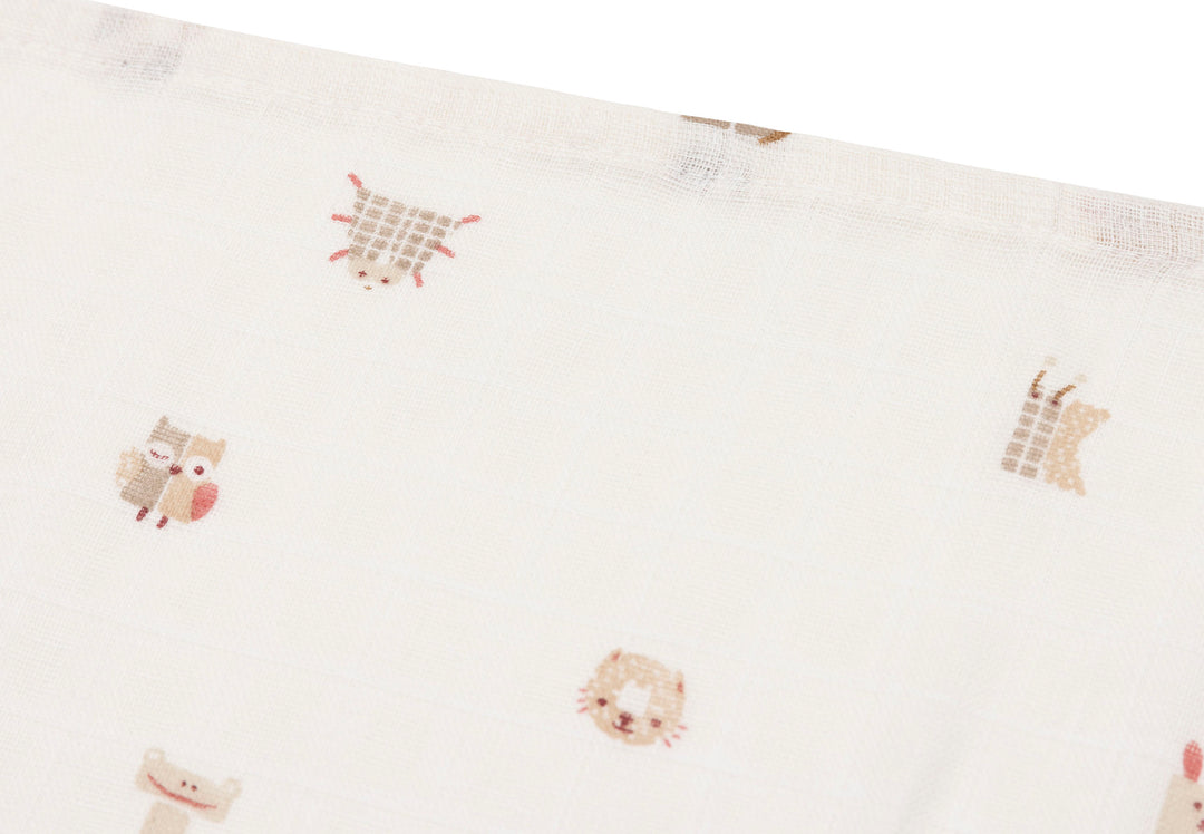 Jollein -  Cloth Muslin - 70x70cm - Animal Friends -(3 pack)