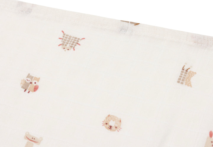 Jollein -  Cloth Muslin - 70x70cm - Animal Friends -(3 pack)
