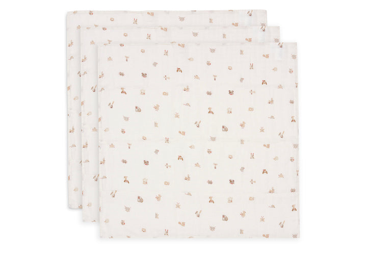 Jollein -  Cloth Muslin - 70x70cm - Animal Friends -(3 pack)