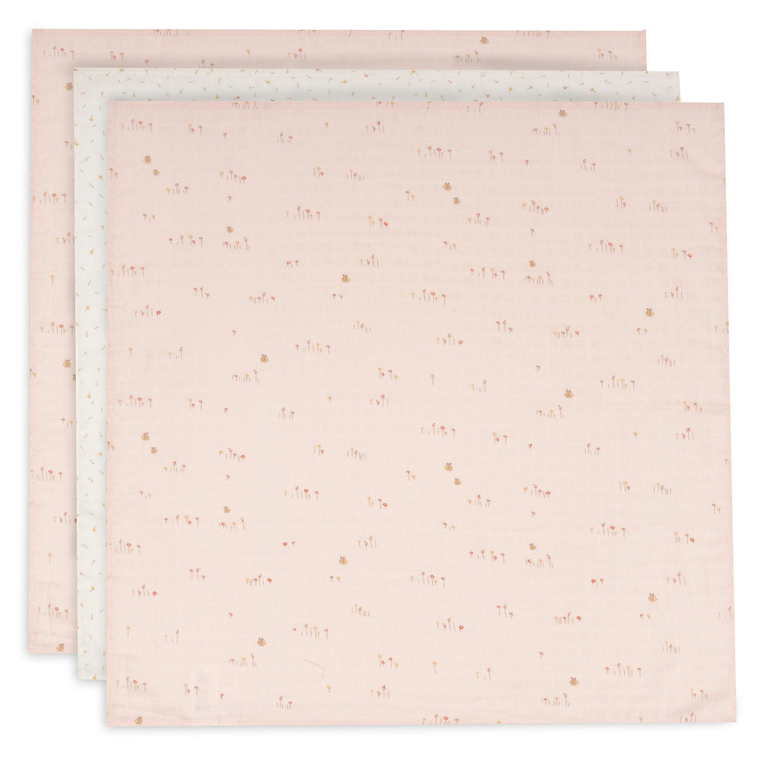 Jollein - Swaddle Muslin 70x70cm - Pretty Picnic Flower Drops - 3 Pack - Mabel & Fox