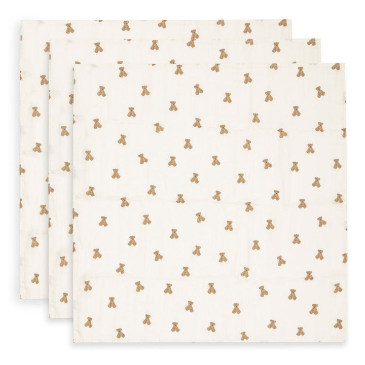Jollein - Cloth Muslin 70x70cm - Mini Teddy Bear (3 Pack)