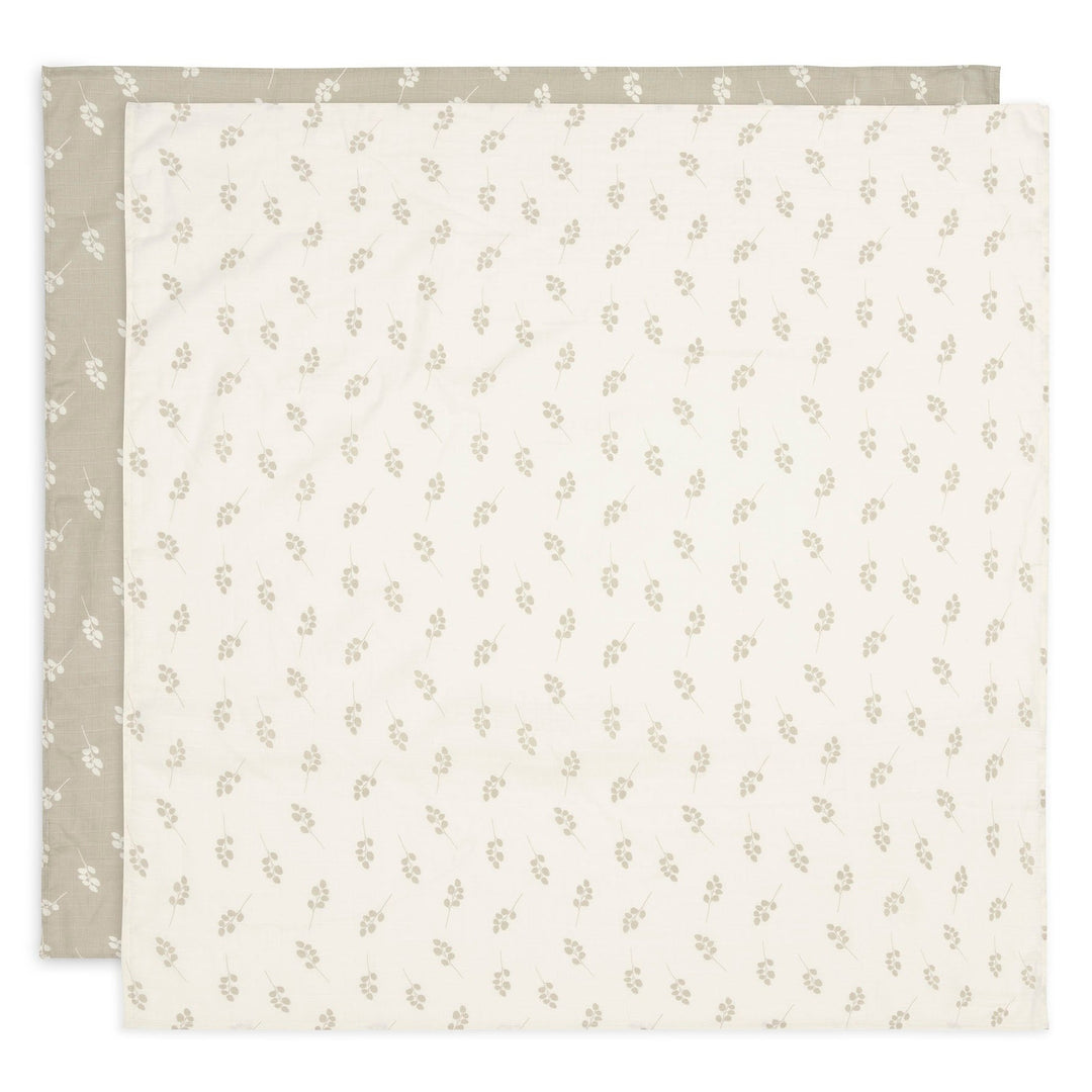 Jollein - Swaddle Muslin 115 x 115cm - Twig Olive Green  (2 Pack)