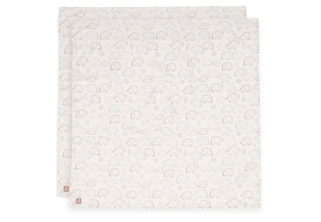 Jollein - Swaddle Muslin - 115x115cm - Elephant Tales - ( 2 pack )