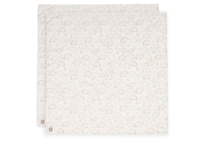 Jollein - Swaddle Muslin - 115x115cm - Elephant Tales - ( 2 pack )