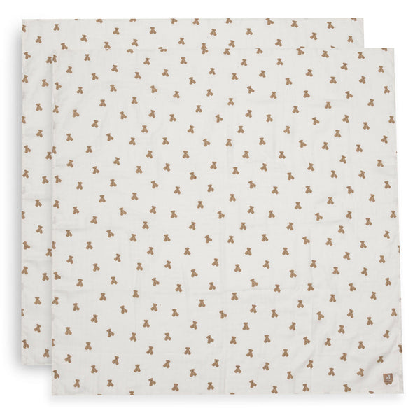 Jollein - Cloth Muslin 115x115cm - Mini Teddy Bear (2 Pack)
