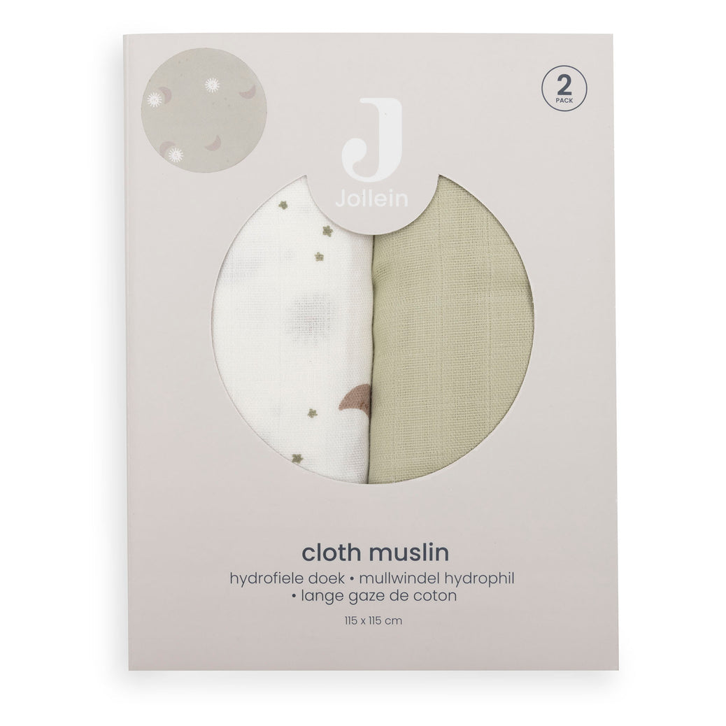 Jollein – Swaddle Muslin 115 x 115cm – Over the Moon (2 Pack)