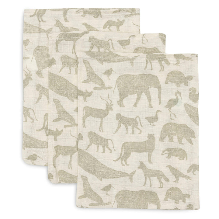 Jollein - Washcloth Set - Animals Olive Green (3 Pack)